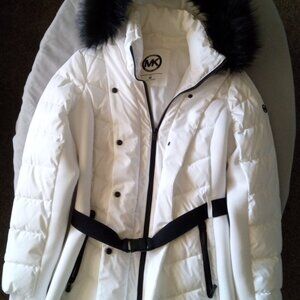Michael Kors Faux Fur Trim Quilted Puffer Coat